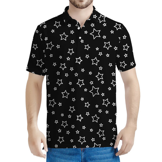 Geometric Star Pattern Print Men's Polo Shirt
