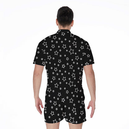 Geometric Star Pattern Print Men's Rompers