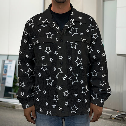 Geometric Star Pattern Print Men's Shirt Jacket