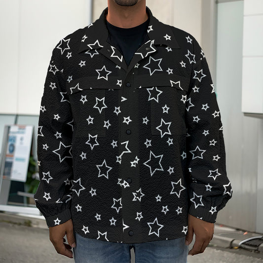 Geometric Star Pattern Print Men's Shirt Jacket