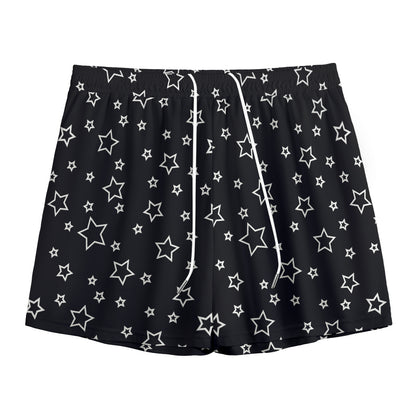 Geometric Star Pattern Print Mesh Shorts