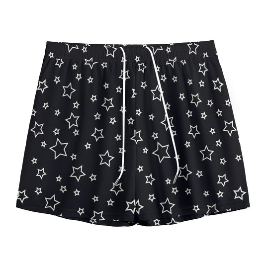 Geometric Star Pattern Print Mesh Shorts