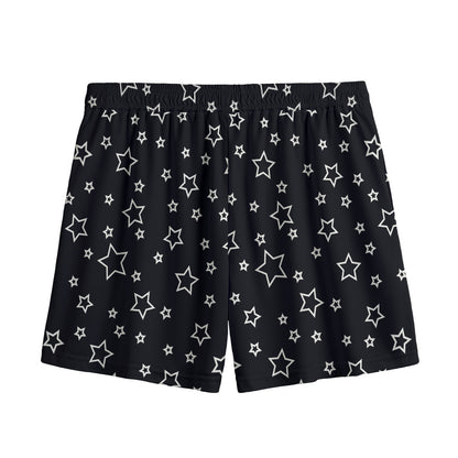 Geometric Star Pattern Print Mesh Shorts