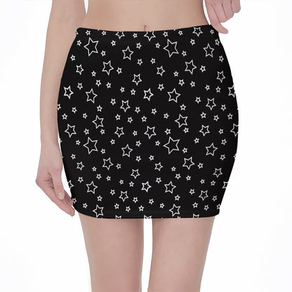 Geometric Star Pattern Print Pencil Mini Skirt