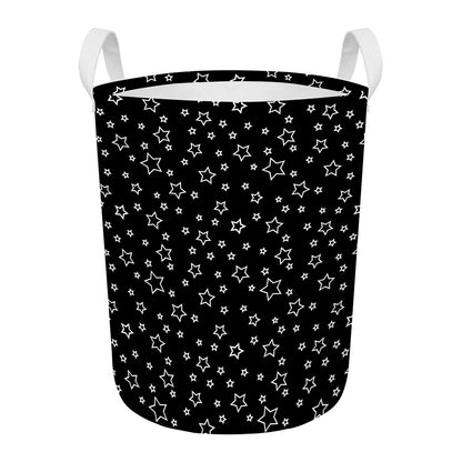 Geometric Star Pattern Print Round Laundry Basket