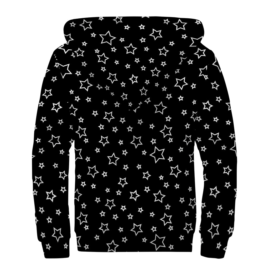 Geometric Star Pattern Print Sherpa Lined Zip Up Hoodie