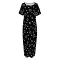Geometric Star Pattern Print Short Sleeve Long Nightdress