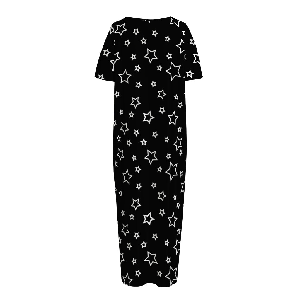 Geometric Star Pattern Print Short Sleeve Long Nightdress