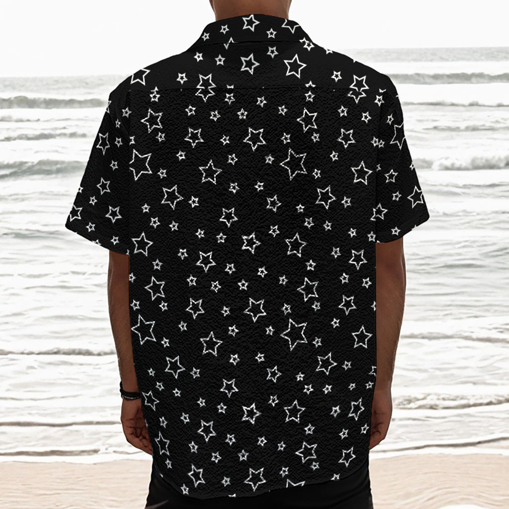 Geometric Star Pattern Print Textured Short Sleeve Shirt