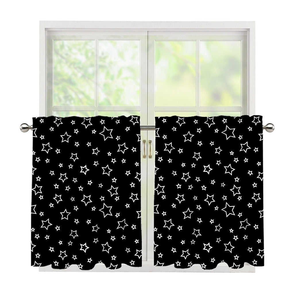 Geometric Star Pattern Print Tier Curtains
