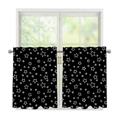 Geometric Star Pattern Print Tier Curtains