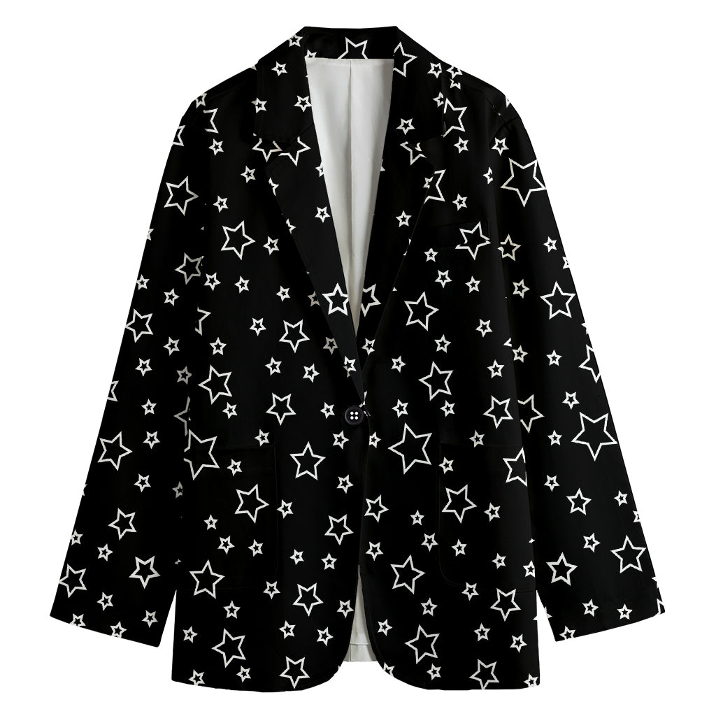 Geometric Star Pattern Print Women's Cotton Blazer