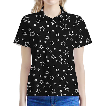 Geometric Star Pattern Print Women's Polo Shirt