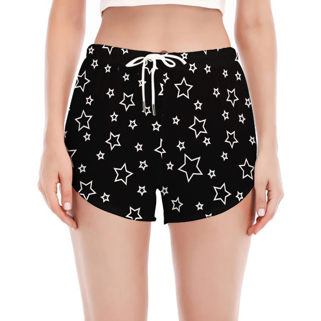 Geometric Star Pattern Print Women's Split Running Shorts