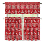 Geometric Xmas Knitted Pattern Print 3 Piece Kitchen Curtains