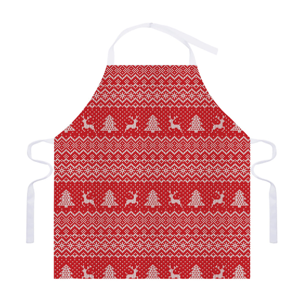 Geometric Xmas Knitted Pattern Print Adjustable Apron
