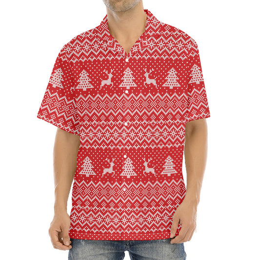 Geometric Xmas Knitted Pattern Print Aloha Shirt