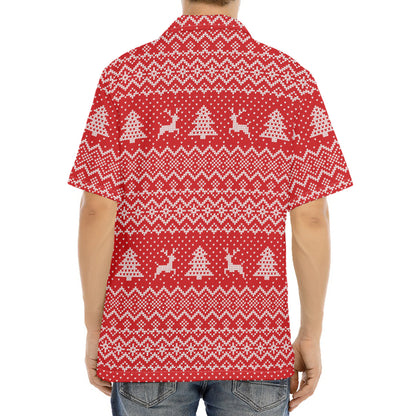 Geometric Xmas Knitted Pattern Print Aloha Shirt