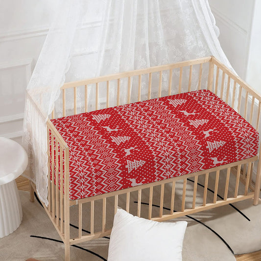 Geometric Xmas Knitted Pattern Print Baby Crib Sheet