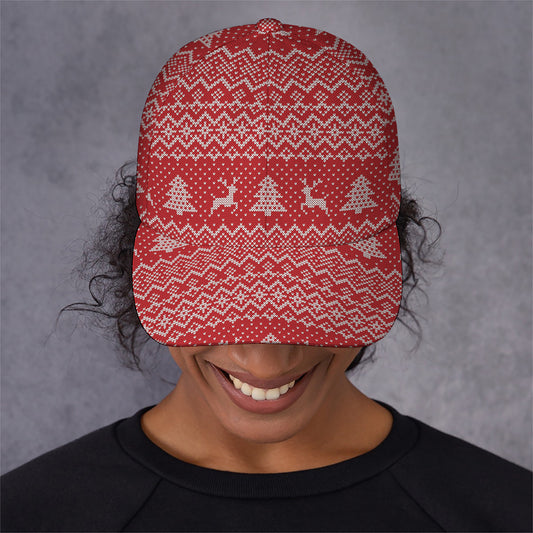 Geometric Xmas Knitted Pattern Print Baseball Cap
