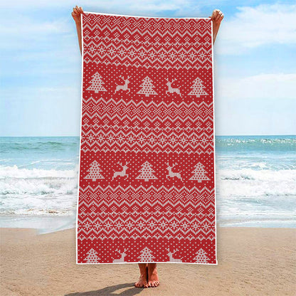 Geometric Xmas Knitted Pattern Print Beach Towel