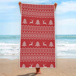Geometric Xmas Knitted Pattern Print Beach Towel
