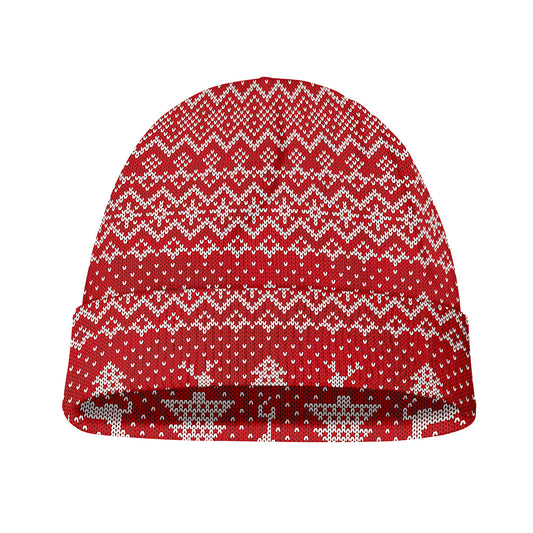 Geometric Xmas Knitted Pattern Print Beanie