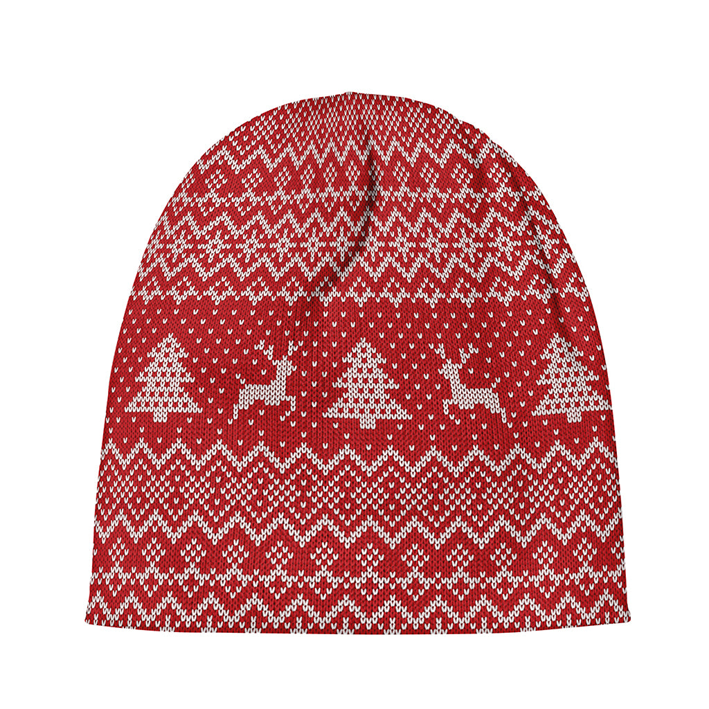 Geometric Xmas Knitted Pattern Print Beanie