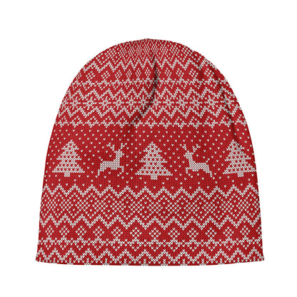 Geometric Xmas Knitted Pattern Print Beanie