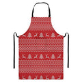 Geometric Xmas Knitted Pattern Print Bib Apron With Pocket