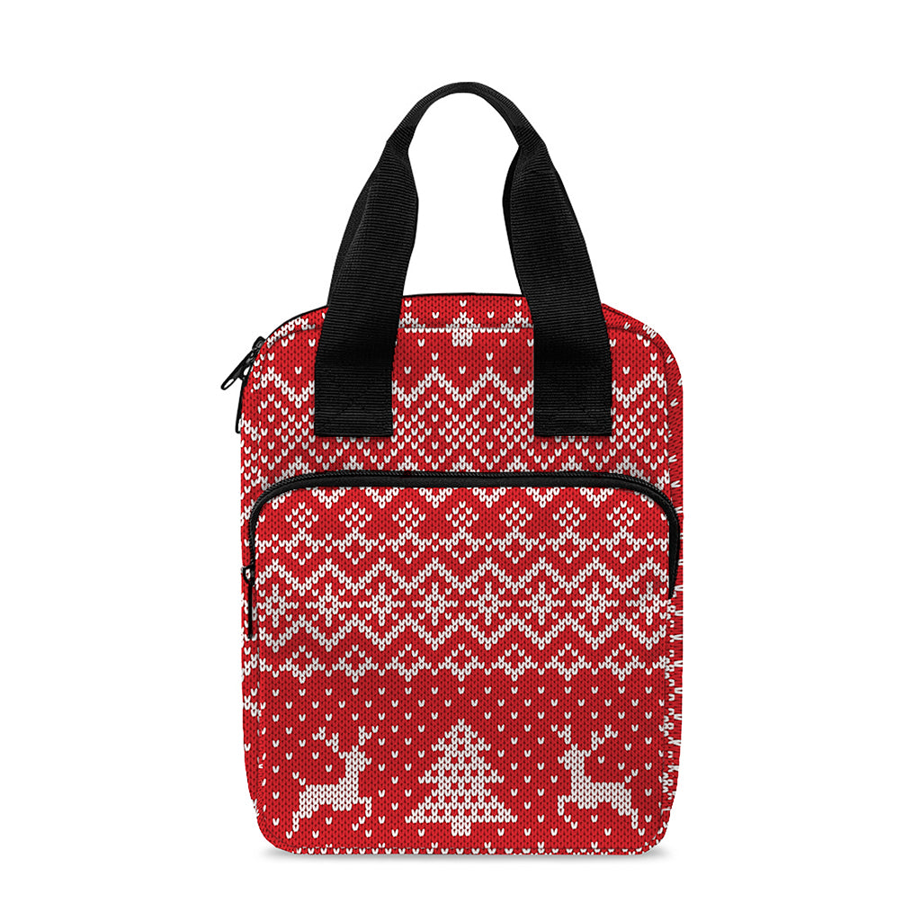 Geometric Xmas Knitted Pattern Print Bible Tote Bag