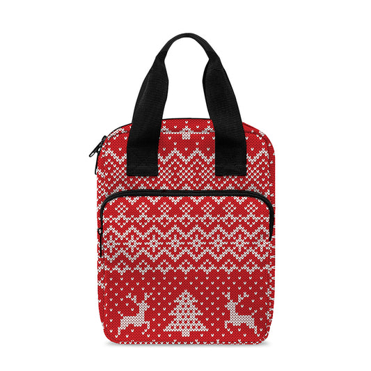 Geometric Xmas Knitted Pattern Print Bible Tote Bag