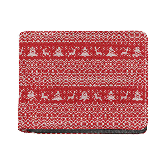 Geometric Xmas Knitted Pattern Print Bifold Wallet