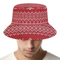 Geometric Xmas Knitted Pattern Print Bucket Hat