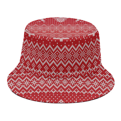 Geometric Xmas Knitted Pattern Print Bucket Hat