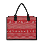 Geometric Xmas Knitted Pattern Print Canvas Tote Bag