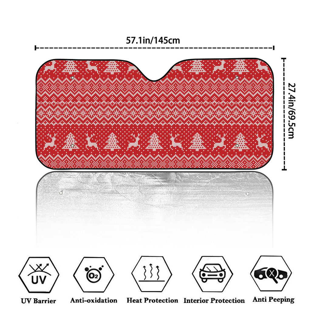 Geometric Xmas Knitted Pattern Print Car Windshield Sun Shade