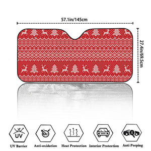 Geometric Xmas Knitted Pattern Print Car Windshield Sun Shade