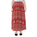 Geometric Xmas Knitted Pattern Print Chiffon Maxi Skirt
