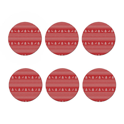 Geometric Xmas Knitted Pattern Print Coaster Set