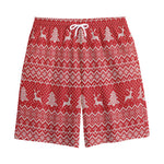 Geometric Xmas Knitted Pattern Print Cotton Shorts