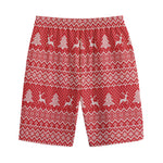 Geometric Xmas Knitted Pattern Print Cotton Shorts