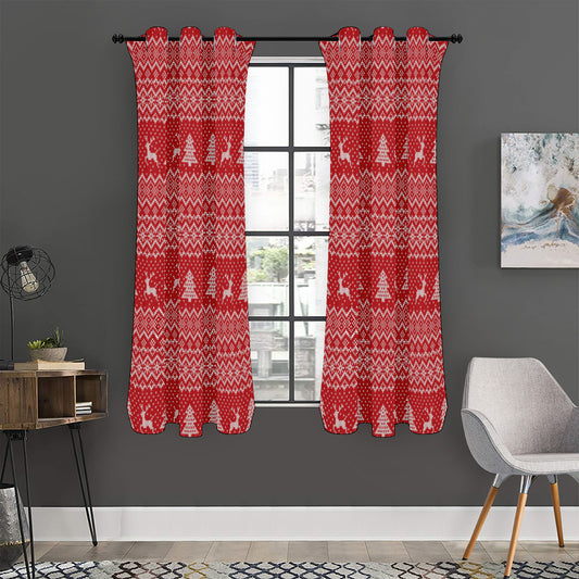 Geometric Xmas Knitted Pattern Print Curtain