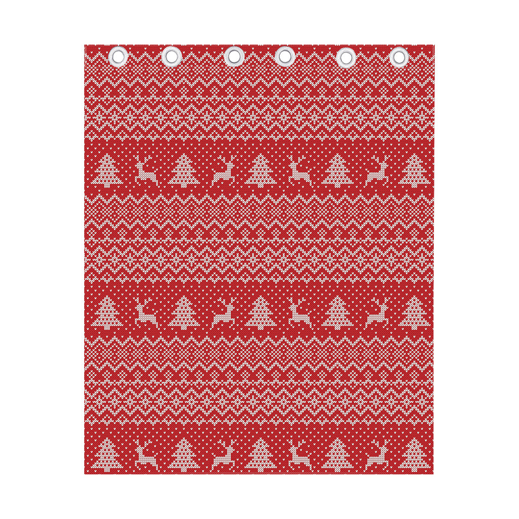 Geometric Xmas Knitted Pattern Print Curtain