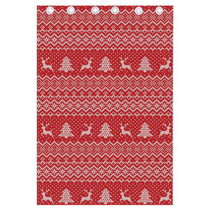 Geometric Xmas Knitted Pattern Print Curtain
