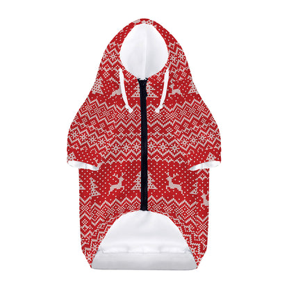 Geometric Xmas Knitted Pattern Print Dog Zip Up Hoodie