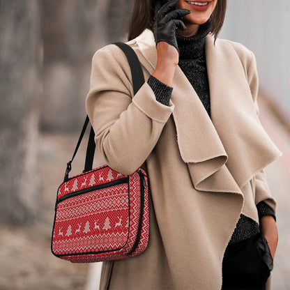 Geometric Xmas Knitted Pattern Print Double Strap Bible Bag