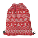 Geometric Xmas Knitted Pattern Print Drawstring Bag