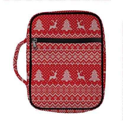 Geometric Xmas Knitted Pattern Print Front Pocket Bible Bag
