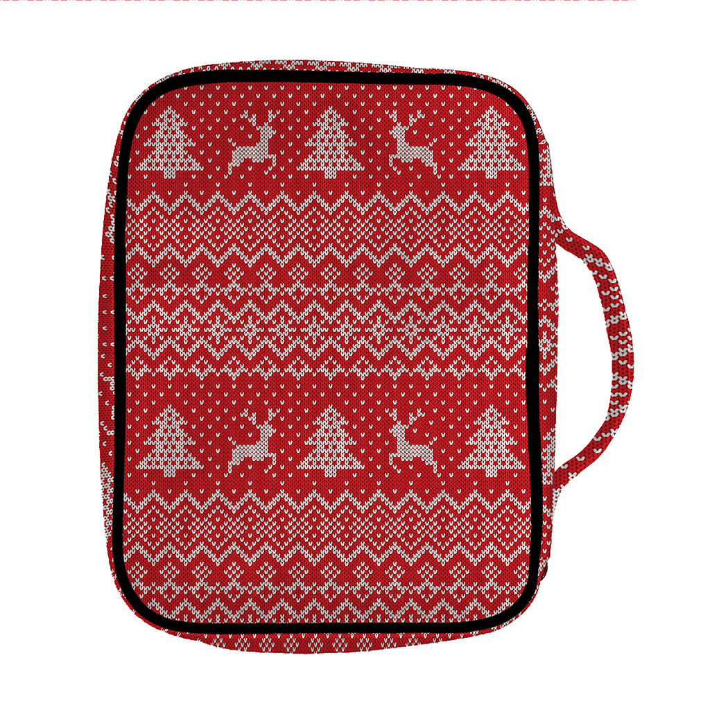 Geometric Xmas Knitted Pattern Print Front Pocket Bible Bag